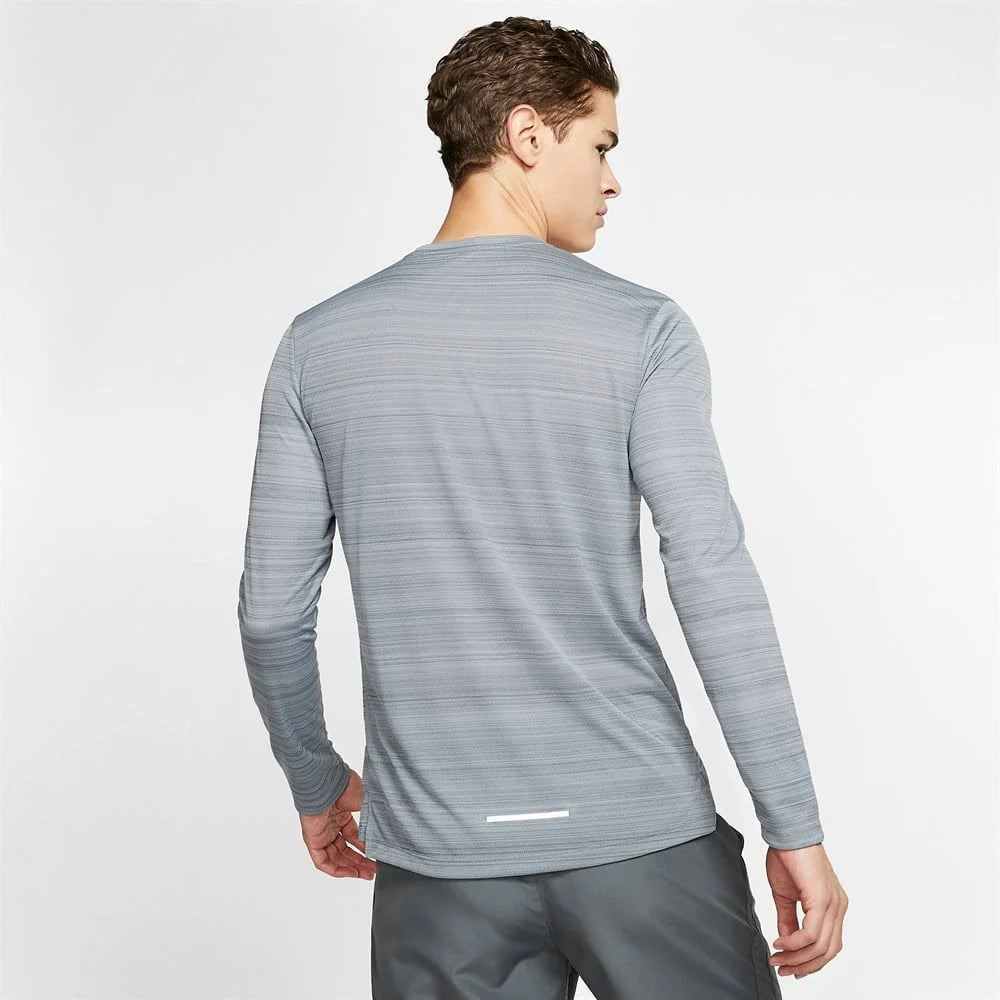 NIKE DRI-FIT MILER LONG SLEEVE T-SHIRT 'GREY'